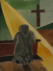 Pauline Bewick, Praying Woman, Watercolour