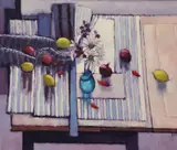 Richard Croft, Still Life, White Daisies In A Menorcan Vase, Oil on canvas