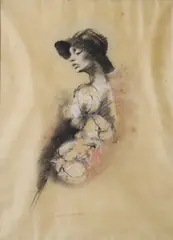 Donal O'Sullivan, Portrait Of A Lady, Pastel on paper