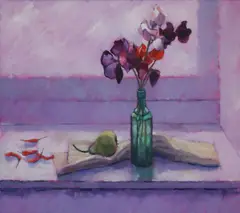 Richard Croft, Still Life With Sweet Peas, Oil on canvas