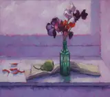 Richard Croft, Still Life With Sweet Peas, Oil on canvas