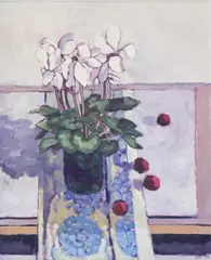 Richard Croft, Still Life With Cyclamens, Oil on canvas