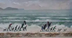 Cupar Pilson, Winter Walk On Ballyholme Beach, Acrylic on board