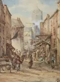 Waller Fox, Dublin City Street, Watercolour