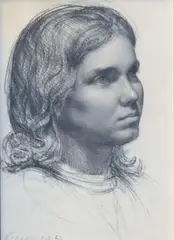 Niccolo d'Ardia Caracciolo, Portrait Of Anna, Pencil