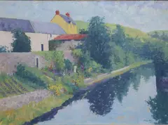Brett McEntagart, River & Garden Scene, Co. Cork, 1995, Oil on board