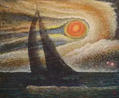 Thomas O'Donohue, Blood Moon, Oil on board