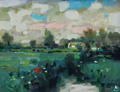 Jack Cudworth, Fields, Carlow, Oil on board
