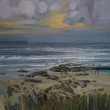 John Brenton, Surfers, Gwynver, Oil on board