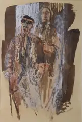 George Campbell, Two Spanish Beggars, Mixed media