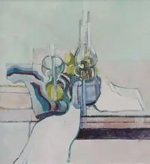 Richard Croft, Still Life, Oil Lamp & Scarf
