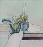 Richard Croft, Still Life, Oil Lamp & Scarf