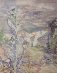 Alicia Boyle, Donkey & Thistle, Watercolour