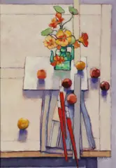 Richard Croft, Still Life With Nasturtiums, Oil on canvas