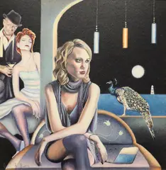 Glynis Burns, Waiting For Winnie, Oil on board