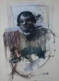 Paul Funge, Abstract Portrait, Oil & pastel on paper