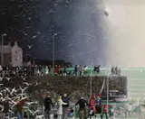 Cupar Pilson, Winter Walk On Ballyholme Beach, Acrylic on board