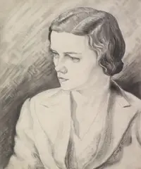 Harry Kernoff, Portrait Of A Lady, Charcoal