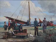 Tony McNally, Shelling The Prawns, Oil on canvas