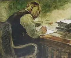 Anton Ovich Yablunovsky, Peter Lenin In His Study, Oil on board