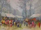 Elizabeth Brophy, Market Day, Oil on board