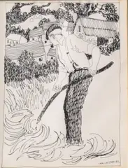 James MacIntyre, Turning The Soil, Pen and ink