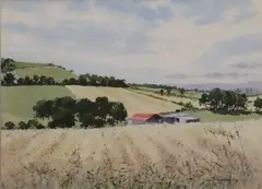George Oakley, Wheatfields Dunlavin, Watercolour