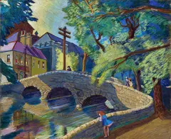 Harry Kernoff, Westport Mall, Co. Mayo, Pastel