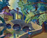 Harry Kernoff, Westport Mall, Co. Mayo, Pastel