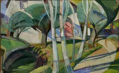 Mary Swanzy, Cubist Trees, Oil on canvas board