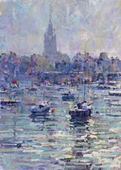 Arthur K. Maderson, High Tide, Roscoff, France, Oil on board