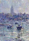 Arthur K. Maderson, High Tide, Roscoff, France, Oil on board