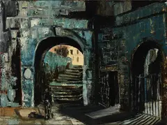 Seamus O'Colmain, Steps, Ship Street, Oil on board