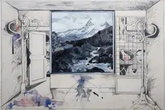 Micheal Farrell, Chez Le Bistro De La Madame De L'Autre Savoir, Mixed media