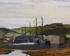 Charles Vincent Lamb, In The Harbour, Oil on board