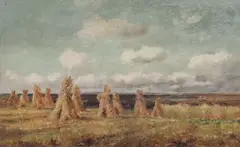 Alexander Williams, Haystacks, Oil on board