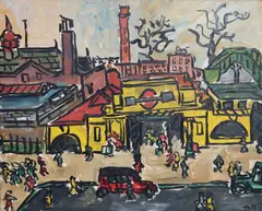 Kenneth Hall, Charing Cross Tube Station, Oil on canvas