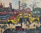 Kenneth Hall, Charing Cross Tube Station, Oil on canvas