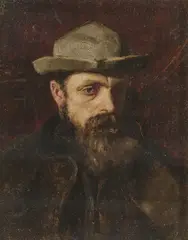 Sarah Purser, Portrait Of A Bearded Man In A Hat, Oil on canvas