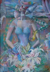 The Trio With Lillies by Elizabeth Taggart, Oil on canvas, sold Mar 2026