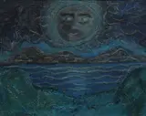 Gerard Dillon, Poetic Moon, Mixed media on board