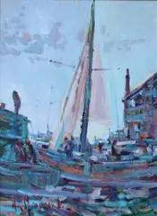 Arthur K. Maderson, Early Morning, Brittany, Oil on board
