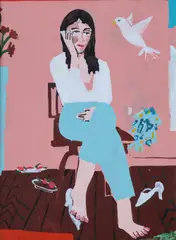 Peter Doyle, Eimear In Our London Home, Oil on canvas