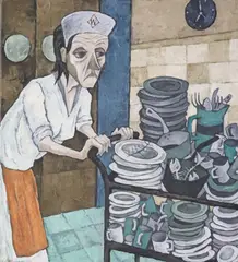 Eddie Mooney, Dishwasher, Oil on canvas