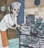 Eddie Mooney, Dishwasher, Oil on canvas