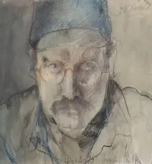 Charles Cullen, Self Portrait At 36, Mixed media