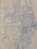Mary Swanzy, Prow Of Manned Fishing Vessel, Crayon