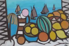 View From The Veranda by Markey Robinson, Gouache on board, sold Mar 2026