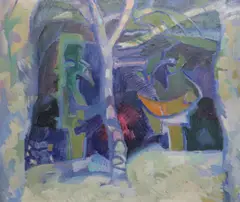 Alicia Boyle, El Encuentro, Aldehuela, 1996, Oil on gesso panel