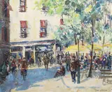 Fergus O'Ryan, Town Square, Oil on board